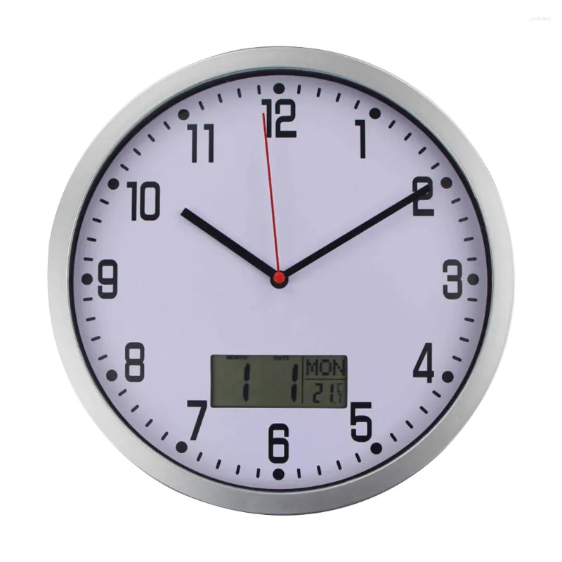 Wall Clocks 1PC 10 Inch Clock With And Hygrometer Accurate Hanging For Home Office Not Included Batteries Silver