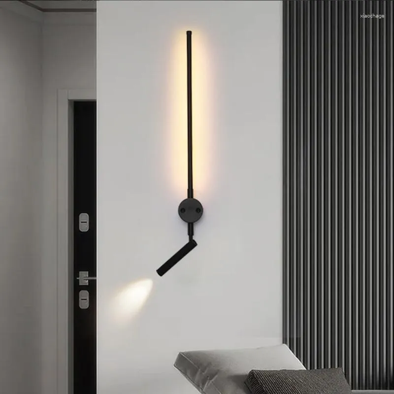 Lâmpada de parede moderna interruptor led quarto escadas corredores jantar sala estar nórdico arte fundo decoração luzes pretas banheiro