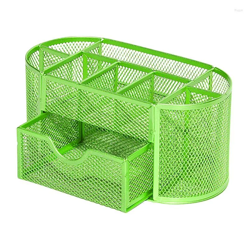 Sacos de armazenamento Malha Pen Holder 9-Grid Mesa Lápis Organizador Caixa de Desktop para Escola Arte Suprimentos Estacionário Metal Dorm