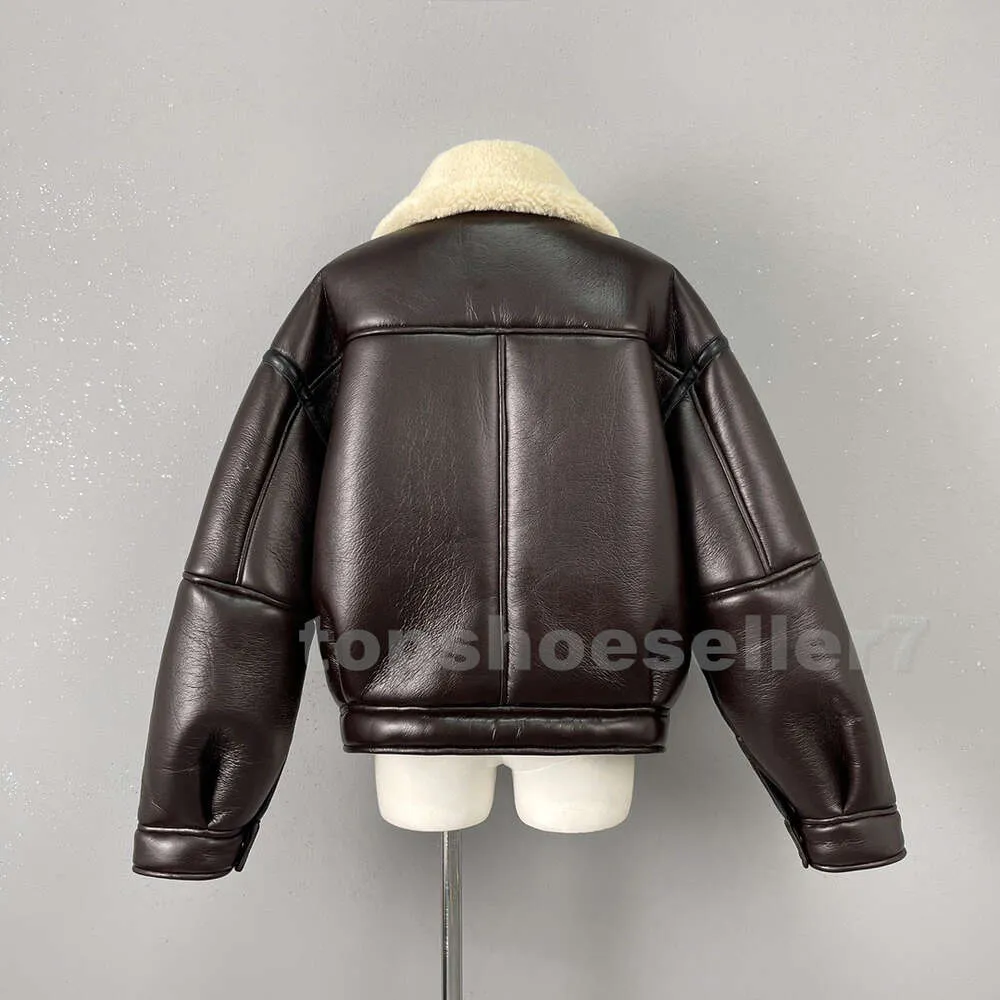 Acne 2023Studios Leather Shearling Jackets Womens Designer