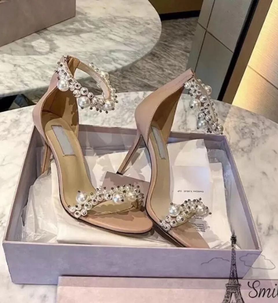 Top Designer Verão Vestido De Noiva De Noiva Thyra Sandálias Sapatos Marcas Perfeitas Lady Strass Salto Alto Mulheres Sexy Andando Sandalias Com Caixa EU35-43