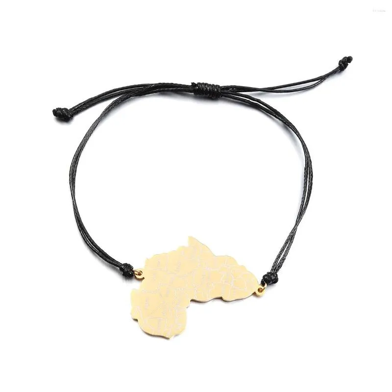 Pulseira de aço inoxidável África Mapa Nome do país Pulseira de corda joias para mulheres homens