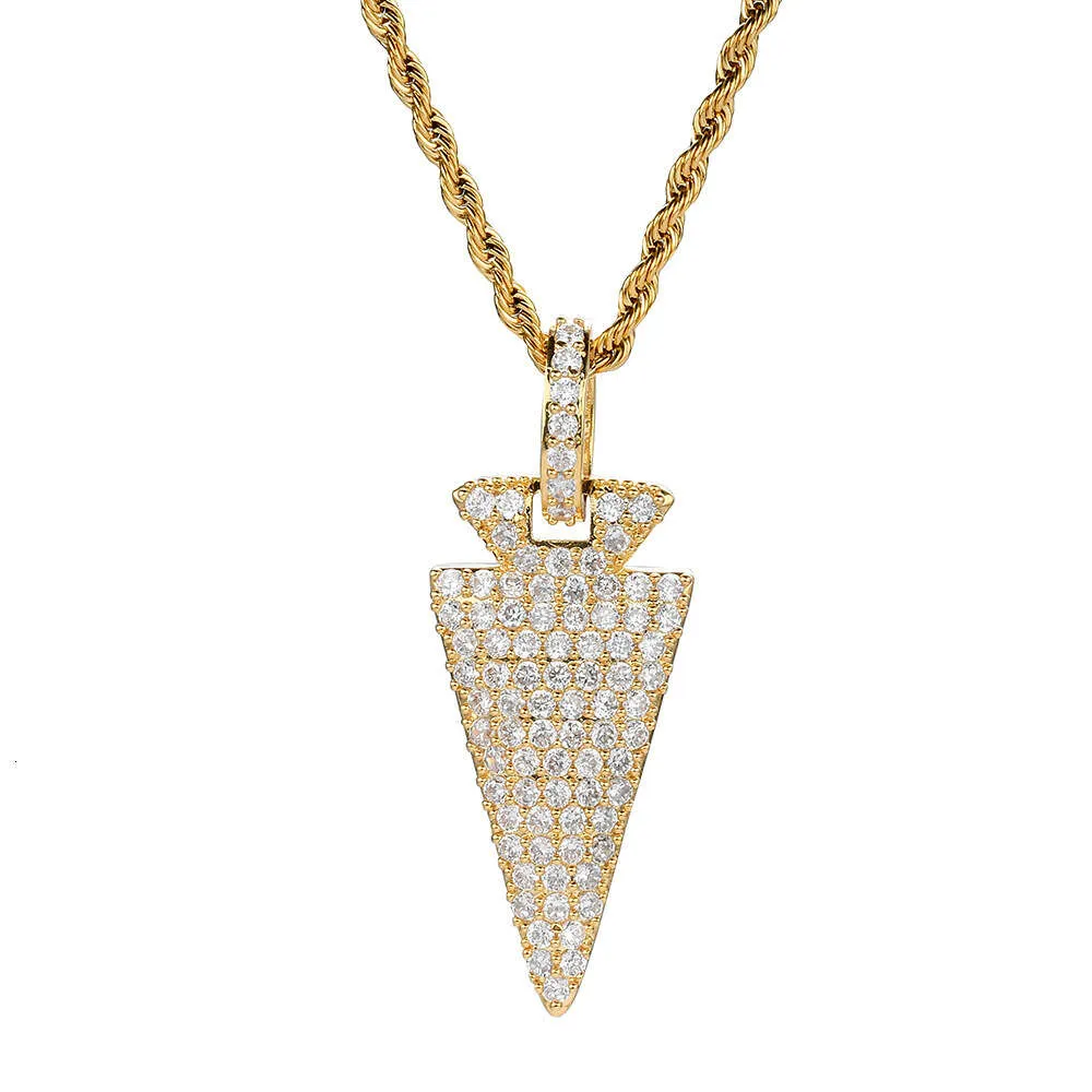 Nouveau pendentif flèche avec zircon radis plein diamant hip hop pendentif collier en or