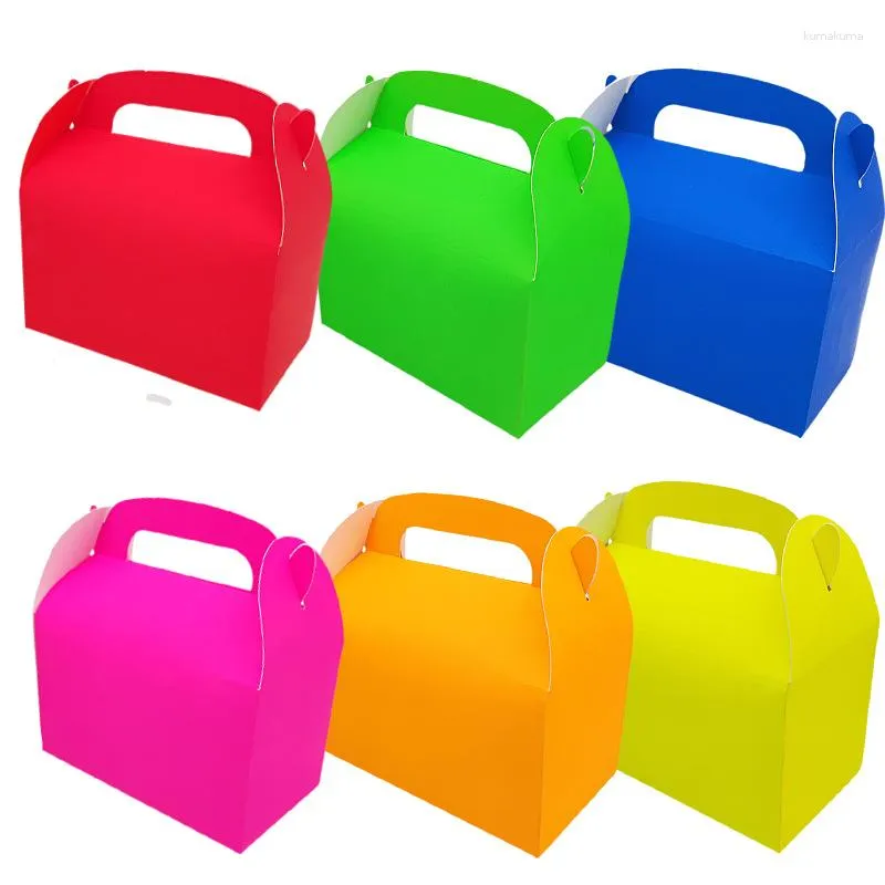 Gift Wrap 12Pcs Large Colorful Muffin Cake Candy Box With Handle Wedding Favor Fold Bread Packaging Boxes Birthday
