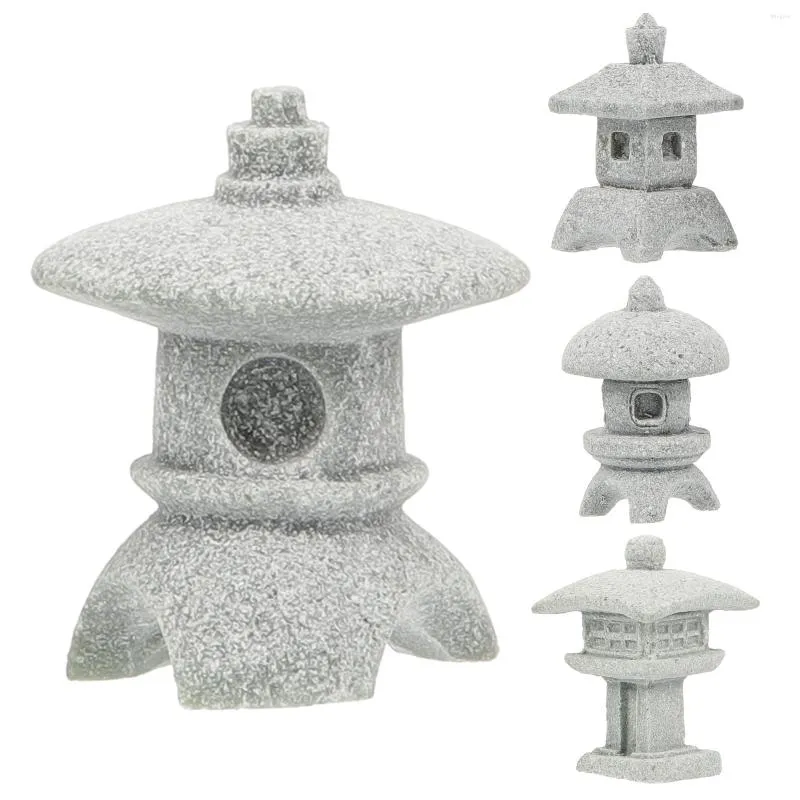 Décorations de jardin 4 pcs Porche Japonais Décor à la maison Bâtiment Grès Mini Pagode Modèle Décoration