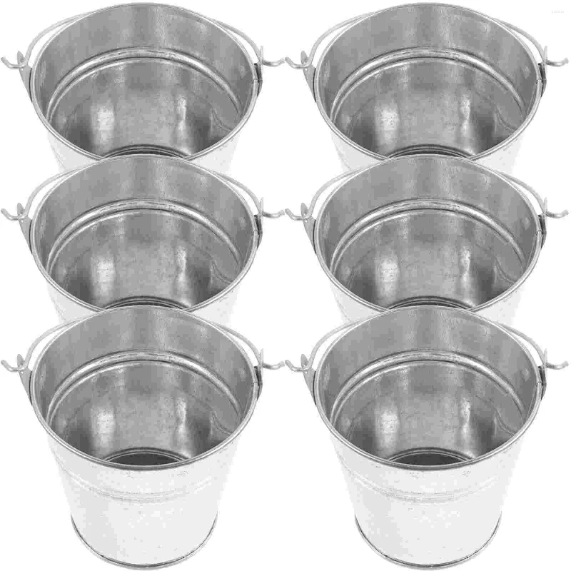 Plates 6Pcs Metal Buckets With Handles Iron Chip Fry Serving Gift Candy Bucket For Party Favors