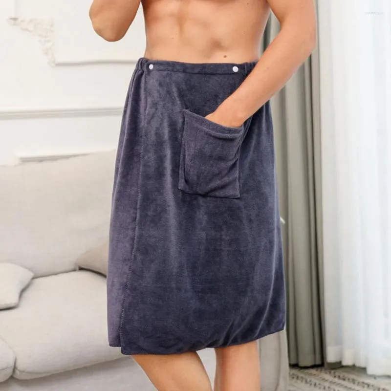 Ropa de dormir para hombres Toalla de baño Albornoz ajustable con cintura elástica camisón ropa de casa bolsillo para deportes al aire libre natación gimnasio Spa