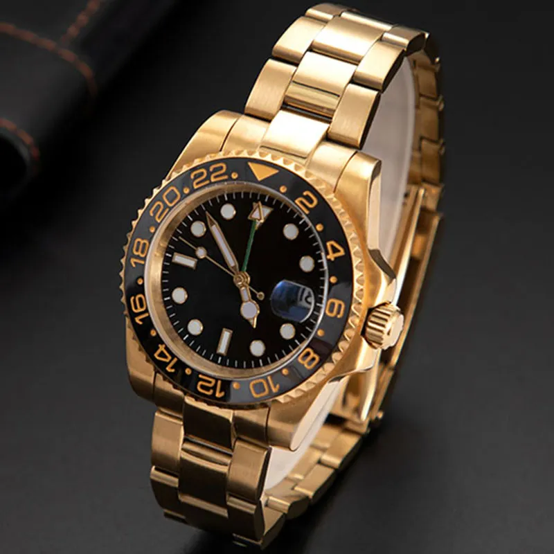 Casual Luxury Men's Watch Automatic Mechanical Watch 40mm stainless steel strap slip Gold Watch glow-in-the-dark sapphire High quality men's watch with case men gift