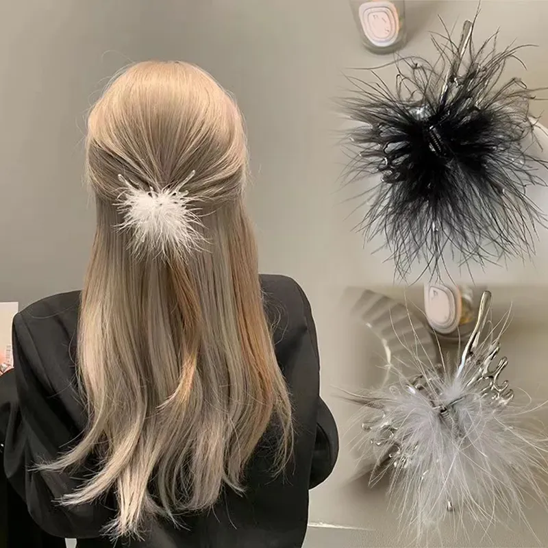 Schmetterling Form Feder Haar Klaue Clips Plüsch Hai Clips Frauen Pferdeschwanz Haarnadeln Mode Metall Täglichen Party Haar Zubehör