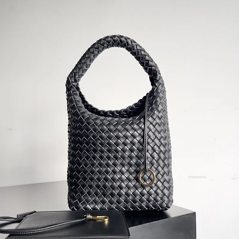 Designer Cabat Bucket Bag Spiegelqualität Intreccio 100 % Lammleder Mode Damen Umhängetaschen Braun Schwarz mit Reißverschlusstasche