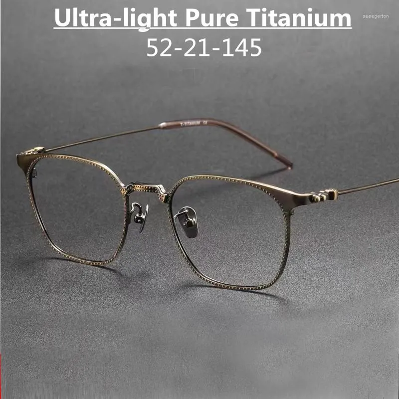 Occhiali giapponesi di titanio puro vintage per uomini Occhiali da prescrizione ultraleggera quadrati sottili