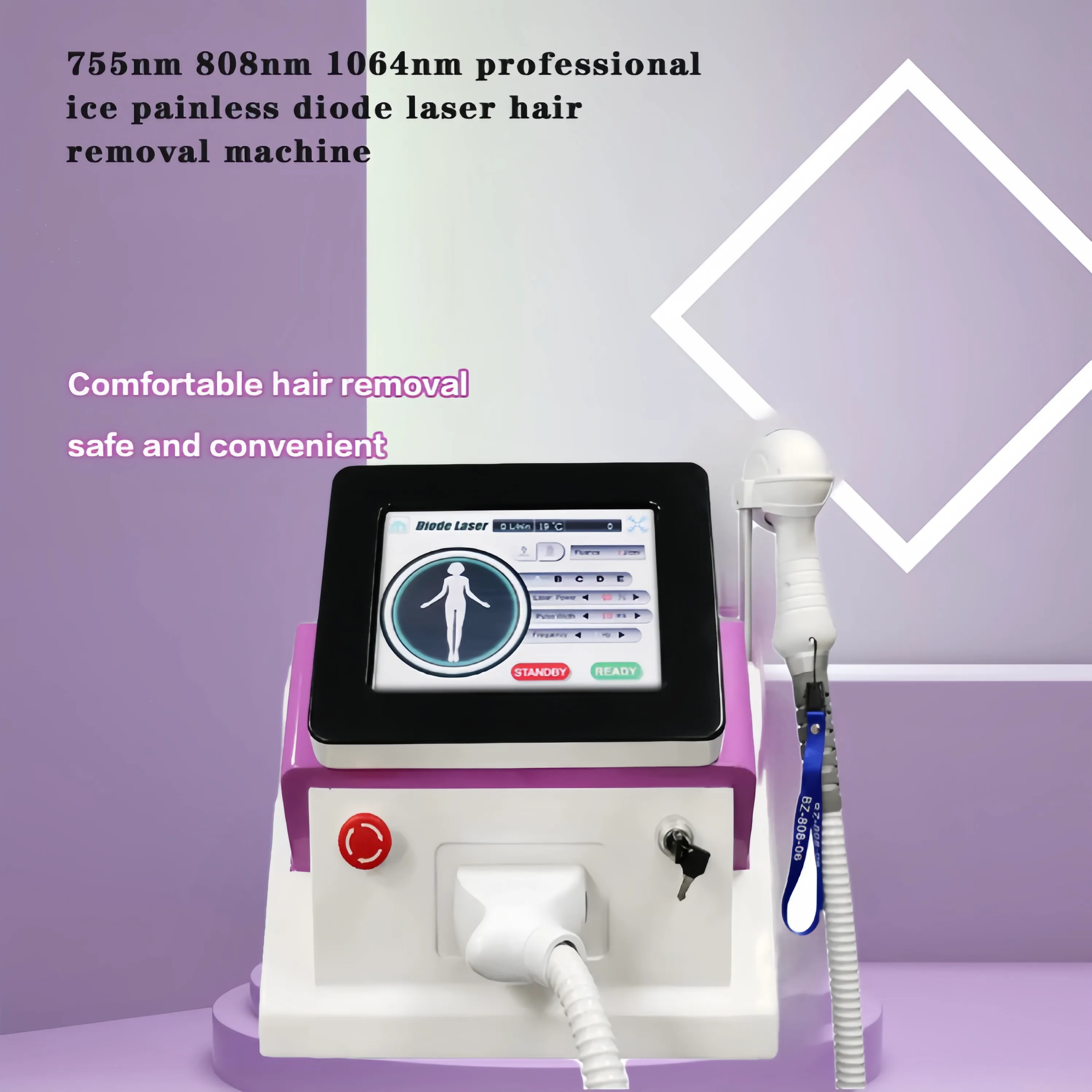 Máquina de depilación Popular, dispositivo de depilación láser de diodo de longitud de onda de 755nm, 808nm, 1064nm, para eliminar raíces del cabello no invasivas