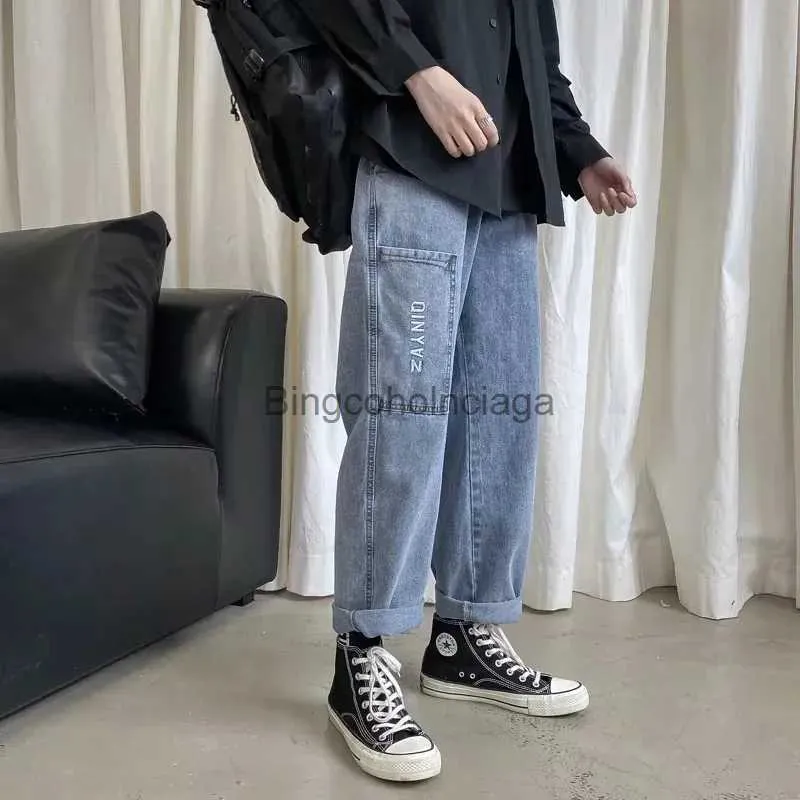 Men's Jeans Jeans Men's Loose Straight Leg Pants Elastic Waist Youthful Vitality Comfortable Fashion Casual Versatile Wide Leg Long PantsL231003