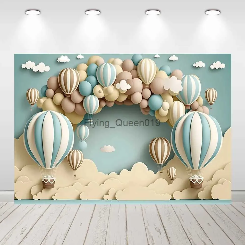 BAKGRUND MATERIAL VARTA AIR BALLOONS Fotografering Bakgroddar Clouds Pastell Photoshoot Bakgrund Vinyl Nyfödd baby shower Cake Smash Poster Studio YQ231003