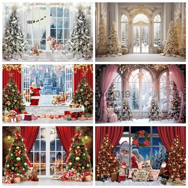 Background Material Winter Window Christmas Background Photography 2023 Xmas Santa Claus Baby Portrait Family Party Backdrop Photo Photography Props YQ231003