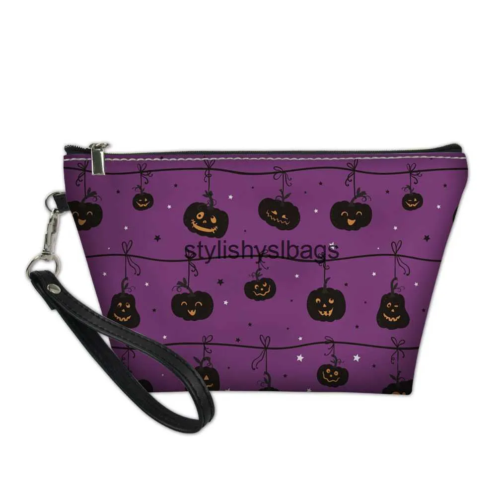 Totes New Halloween Storage Bag Women's Flat Makeup Bag Printed Pumpkin Pattern Wallet Custom03stylishyslbags
