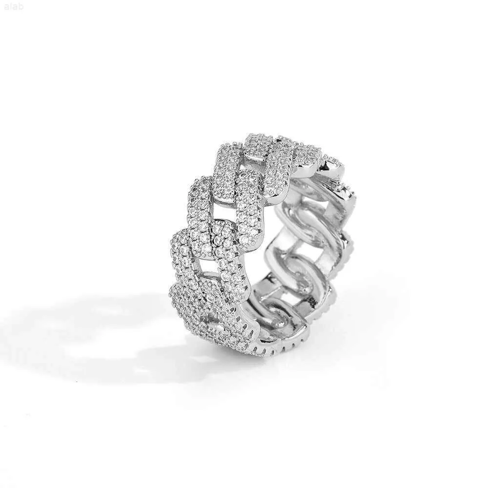 Nouveau Design diamant Zircon 2 rangées bague hommes bijoux glacé Bling Cz laiton Hip Hop homme bague