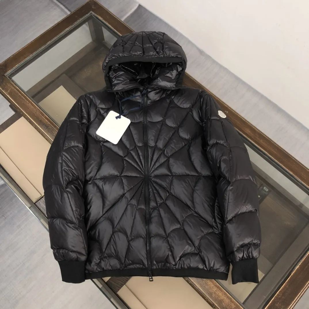 Down Down Jacket Boutique Designer Wysokiej jakości jesień i zima krótka swobodna kurtka z kapturem z pająkiem dla mężczyzn i kobiet modnych i ciepłych