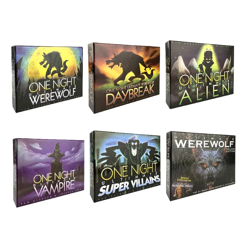 Giochi all'aperto Attività One Night Ultimate Werewolf Cards Collection Gioco da tavolo Alien Super Villains Edition Deck per Party Playing 230928