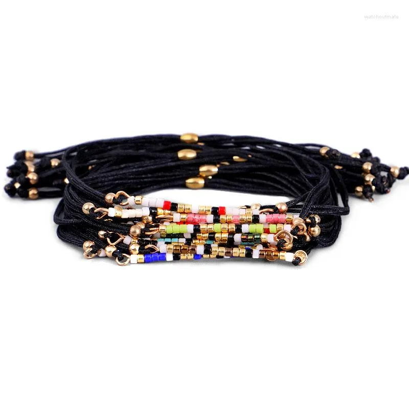 Charm-Armbänder, modernes, stilvolles Miyuki-Glas-Rocailles, schwarze Schnur, handgefertigtes Armband, Damen- und Mädchen-Edelstahl, trendiges Schmuckgeschenk