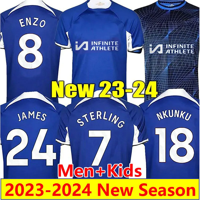 23 24 Nkunku Sterling CFC Futbol Formaları 2023 2024 Enzo Fernandez T.Silva James Chilwell Mudryk Gallagher Fofana Caicedo N.Jackson Futbol Gömlek Erkekler Çocuklar Set Üniforma