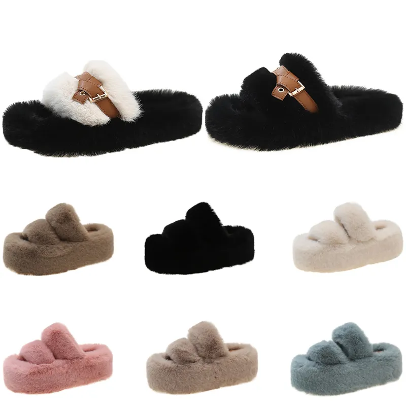 Plush Slipper Designer Brown Booties Black White Grey Pink Blue Women Fur Shoes Suede Comfortable Fall Winter Boots Eur 35-40 5