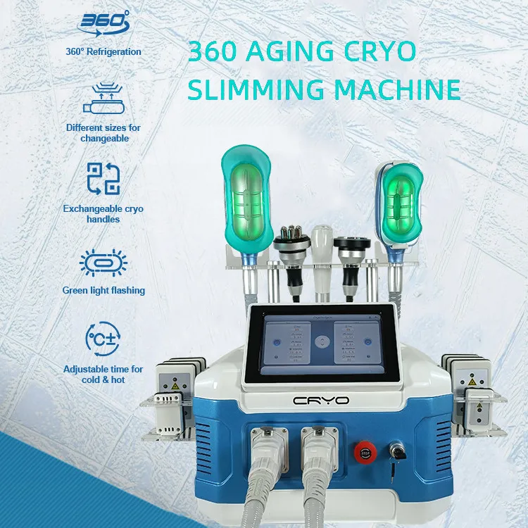 CE -godkänd skrivbord 360 Cryo Slimming Machine Fat Nedbrytande ABS FÖRSTA DUBBEL KON Borttagning Täthet Relief Home Use Massage Apparat