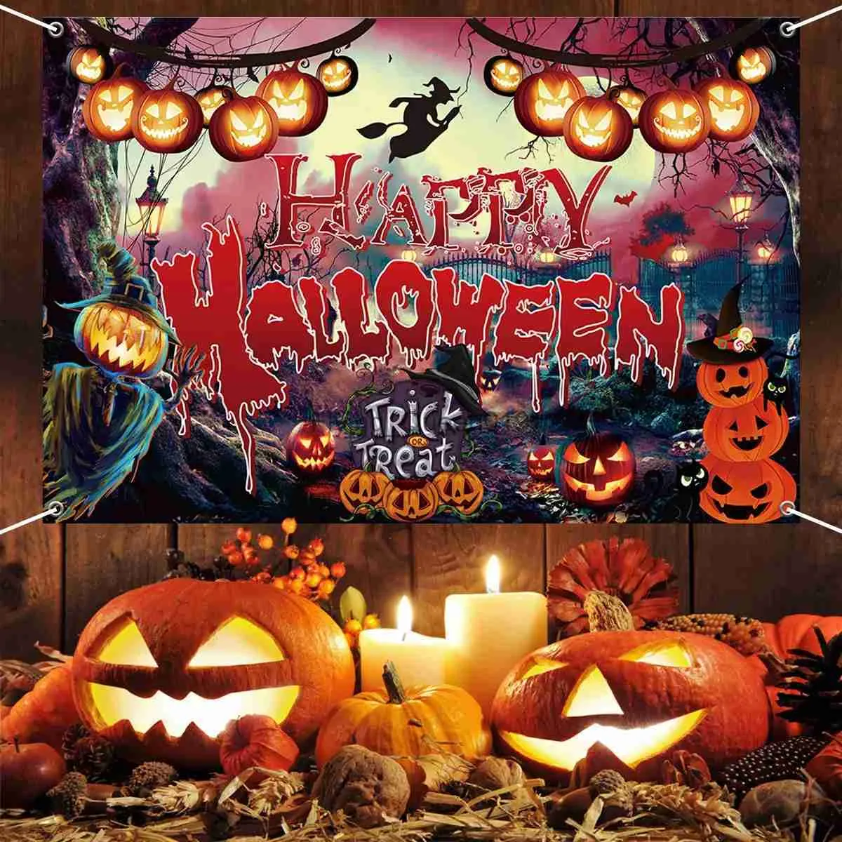 Bakgrundsmaterial Bonvvie Halloween Backdrop Photozone Tomb Park Star Terrible Night Party Scene Photography Bakgrund Fotokall för Photo Studio YQ231003