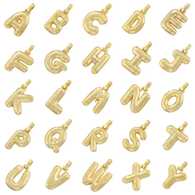 Breloques de haute qualité brossé mat bulle plaqué or 18 carats pendentifs lettre initiale de l'alphabet