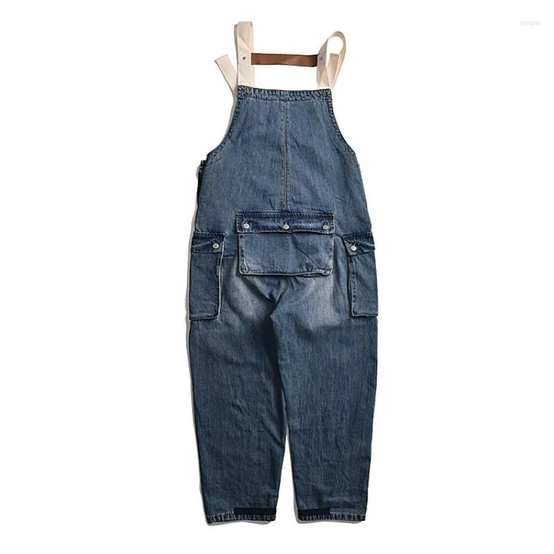 Jeans viola Pantaloni denim Jeans uomo Designer Pantaloni cargo blu lavati effetto consumato Pantaloni multi-tasche Pantaloni larghi casual Ameki Tuta da lavoro 974