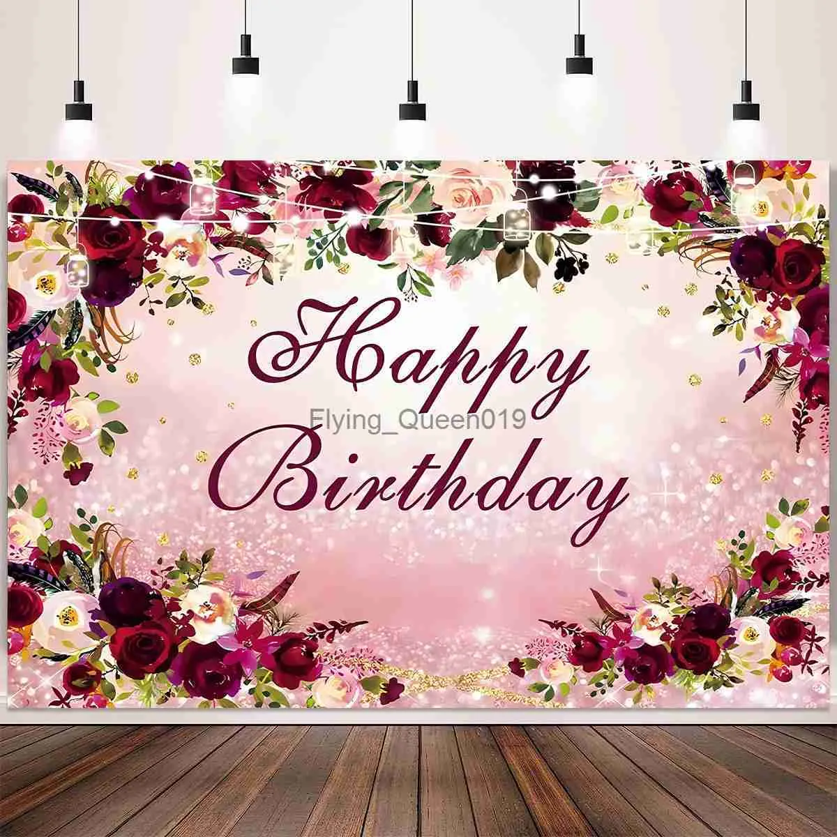 Background Material Flower Backdrops Happy Birthday Party Decor Photo Booth Background Baby Shower Girl Hanging Flag Backdrop Props YQ231003