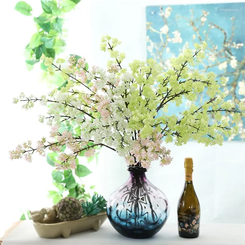 Fiori decorativi simulati fiori di pera verde piante artificiali bonsai radix curcumae decorazione di nozze per feste a casa