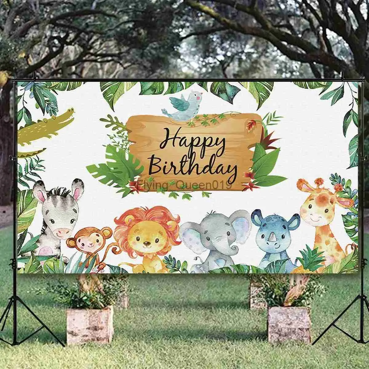 Bakgrundsmaterial Jungle Animals Backdrop Jungle Party Decoation Wild One Safari Birthday Party Decor Baby Shower Boy gril 1st födelsedag Bakgrund YQ231003