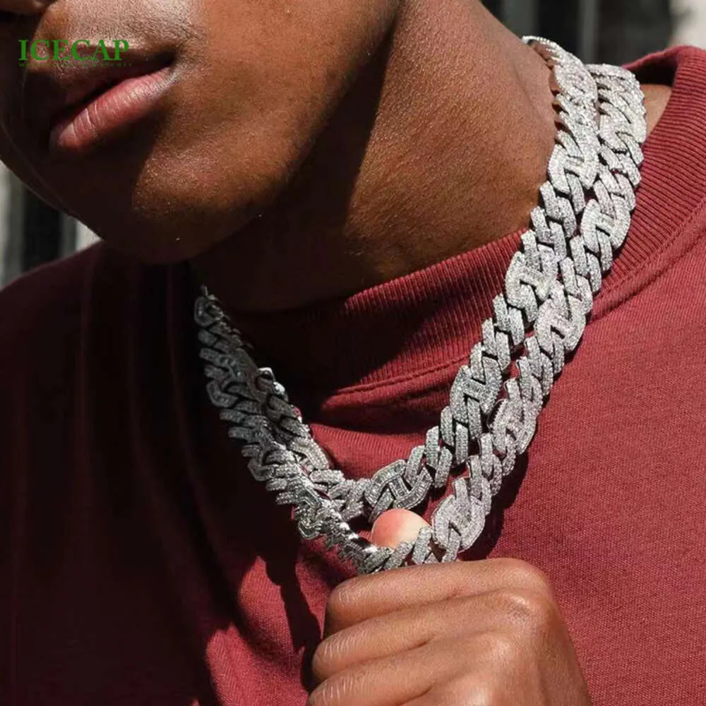 Marke Mode Frau Neue Ankunft Kubanische Kette Volle Iced Out Vvs Moissanit Diamant Kann Anpassung Link Hip Hop Halskette