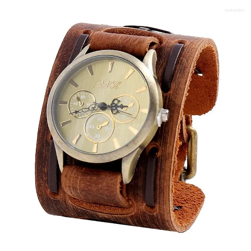 Relógios de pulso 2023 relógios masculinos punk retro decorativo pulseira larga relógio masculino reloj relógio pulseira de couro quartzo militar homem relógio de pulso