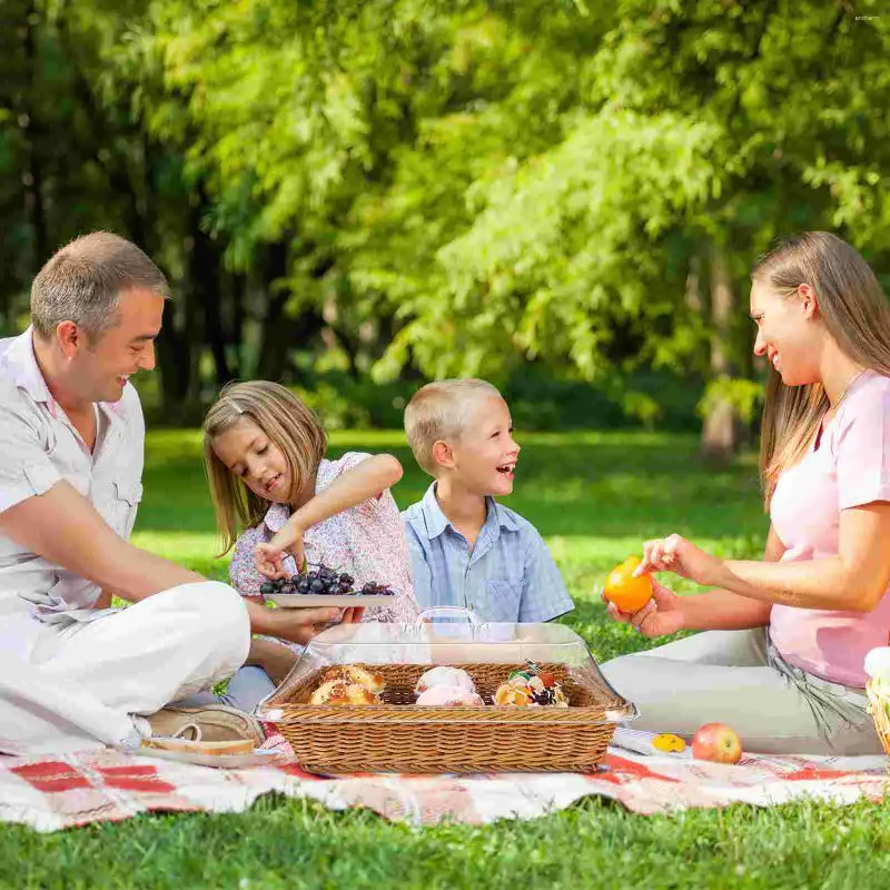 Cestino per il pane rettangolare in rattan imitato da 1 pezzo, cestino  portaoggetti in plastica per il viaggio