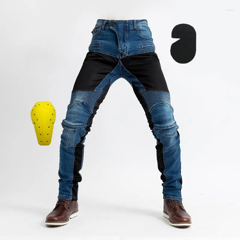 Jeans da uomo Motocicletta da equitazione Scooter Motocross da corsa Pantaloni da ciclismo con protezioni Ginocchiere