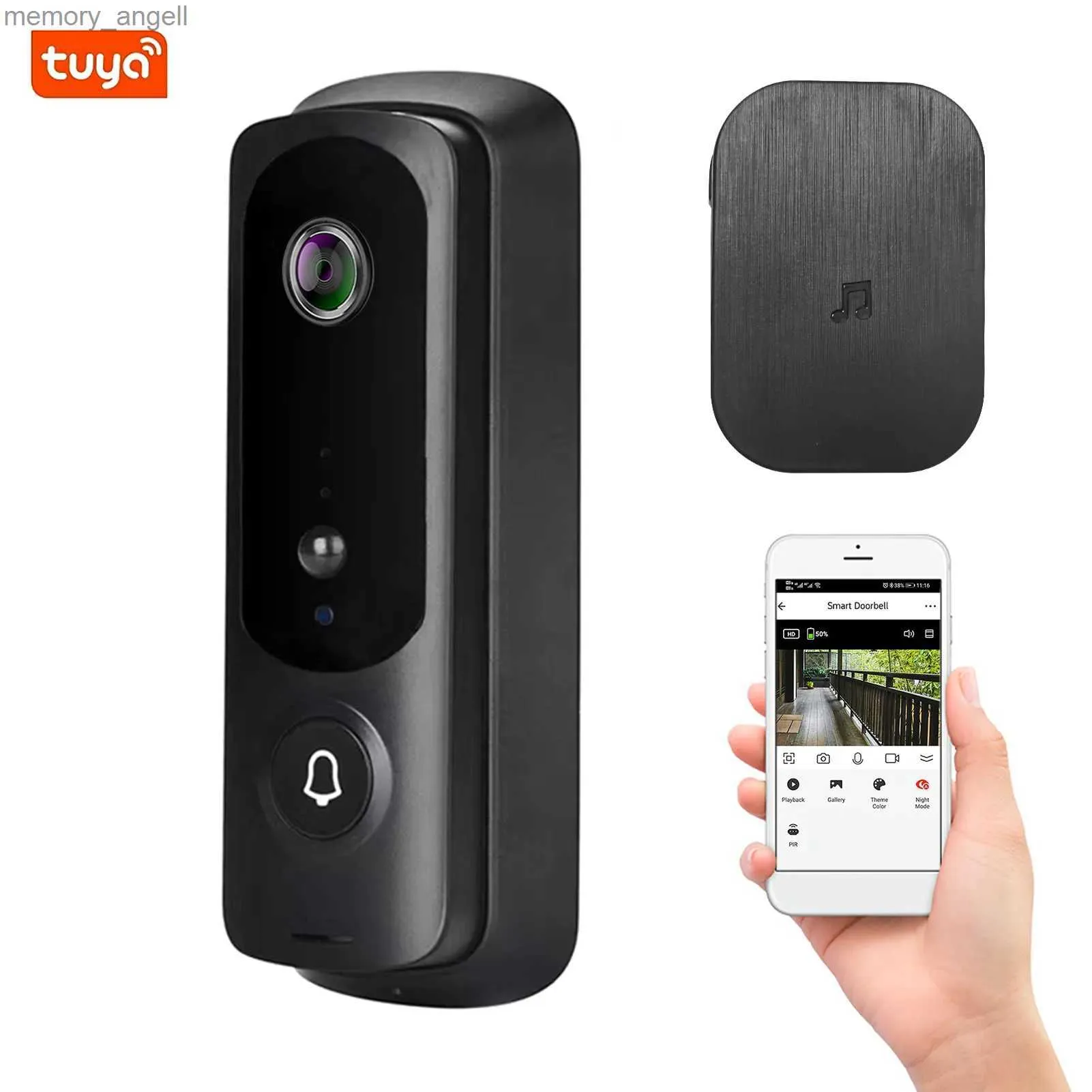 Doorbells WiFi فيديو Doorbell Camera Wireless 1080p HD الكاميرا ثنائية الاتجاه اكتشاف حركة الصوت بالأشعة تحت الحمراء الرؤية في الوقت الحقيقي مراقبة YQ2301003