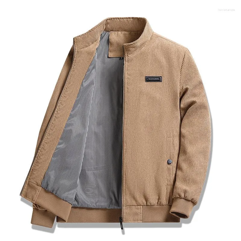 Men's Jackets Fall 2024 Stand Collar Corduroy Jacket Youth Fashion Solid Color Versatile Outerwear