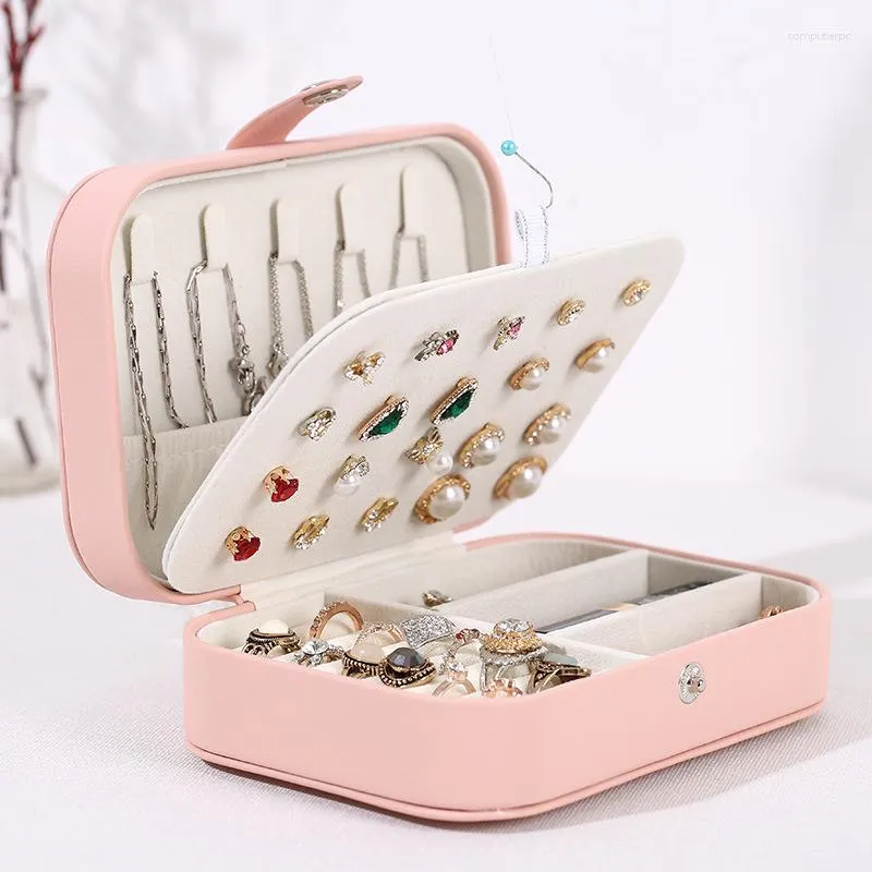 Jewelry Pouches Portable Simple Square Girls Earrings Rings Board Box Display Storage Case Women Gift