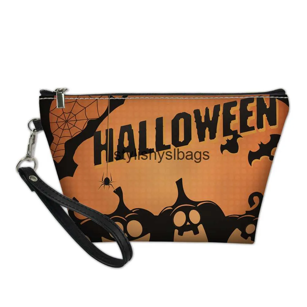 Totes nouveau sac de rangement Halloween sac de maquillage plat pour femme imprimé motif citrouille portefeuille Custom17stylishyslbags