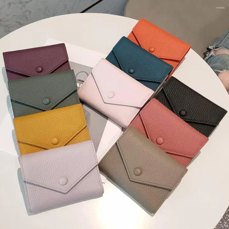 Carteras Cuero genuino Pequeño sobre plegable Diseñador Monedero Monedero de lujo para mujeres