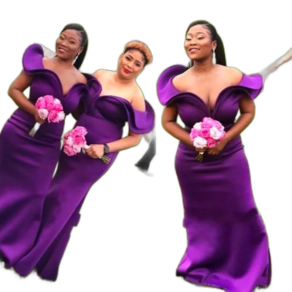 Abiti Da Damigella Donore In Raso Viola In Viola Off Spina Il