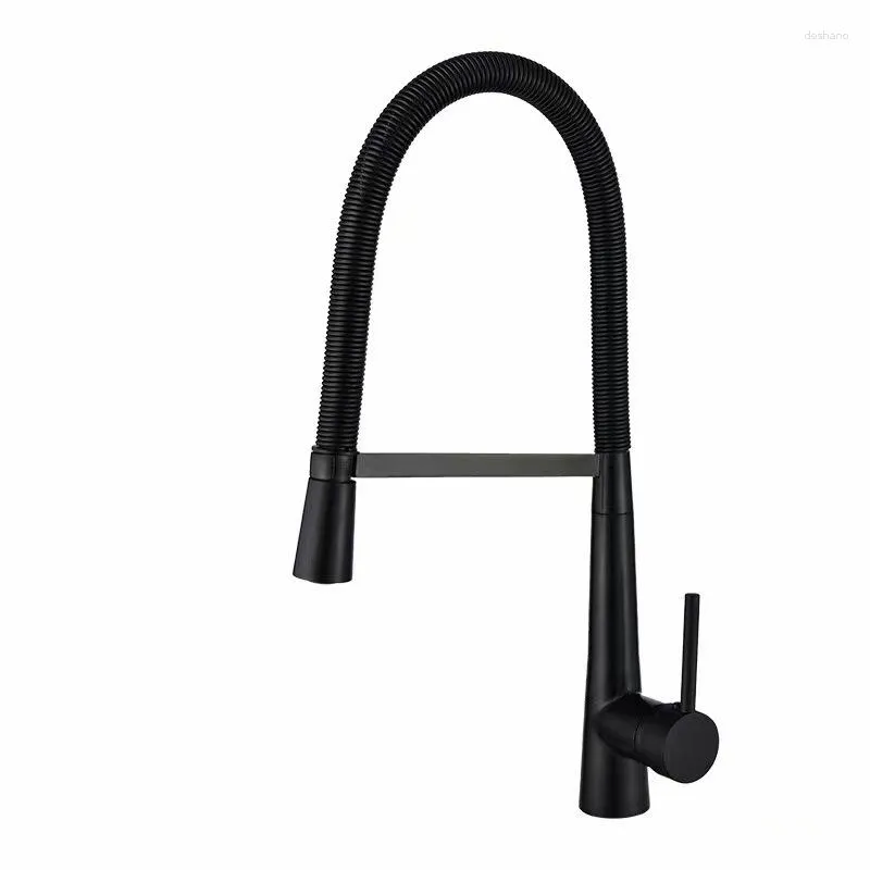 Kitchen Faucets Solid Brass Plating Gold Faucet 360 Ronating Sink Tap Cold Mixer Black Spring