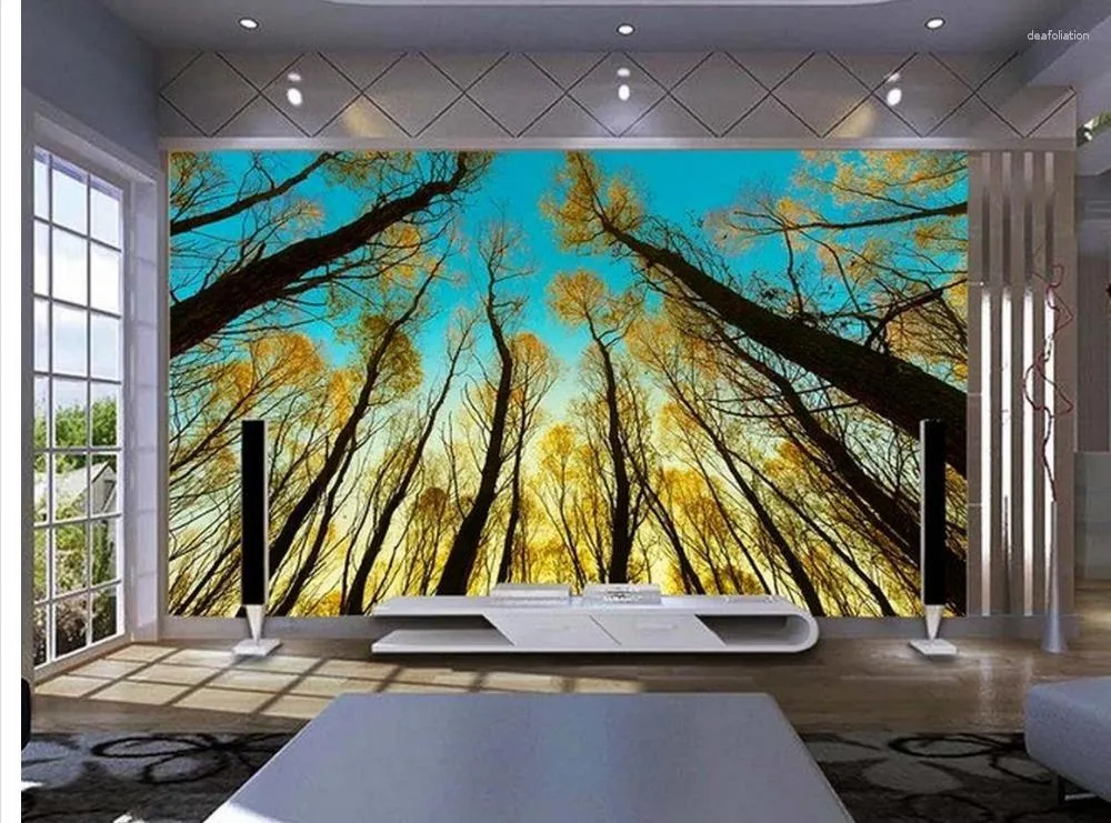 Wallpapers Home Decoration Custom 3d Wallpaper Sunset Forest TV Backdrop Wall Mural Po