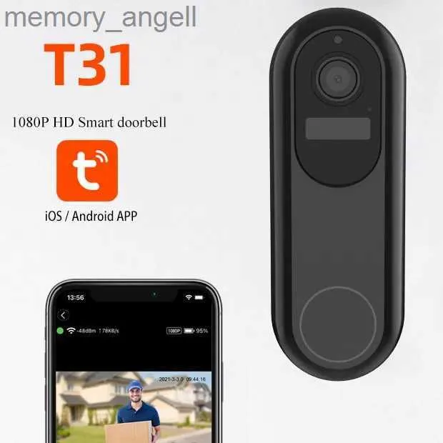 DOORBELLS T31 TUYA FHD WIRELESS DOORBELL WIFI電話リアルタイムビデオモニターRIPモーションセンサーホームセキュリティカメラナイトビジョンベルYQ2301003