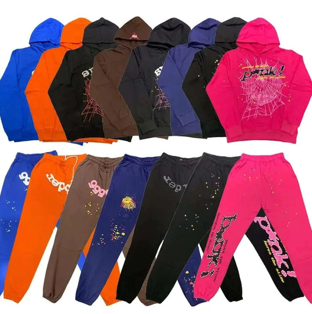 Erkek Hoodies Sweatshirts 2023 SP5der Young Thug 5555 Melek Külot Pembe Kırmızı Hoodye Pantolon Erkek Top1 Kalite Ayakkabı Sp5Ders Baskı Örümcek