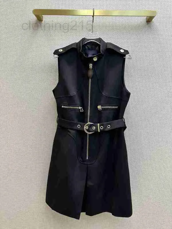 Milan Runway Dress 2023 New Autumn Stand Collar Sleeveless Fashion Designer Dresses Brand Same Style Dress D8VG