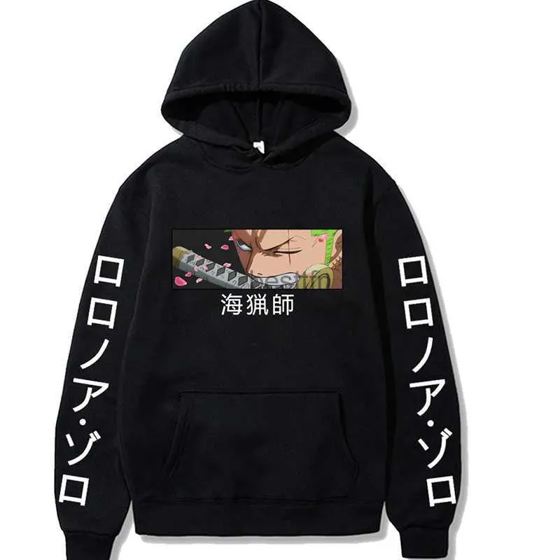 رجال الرجال للرجال Sweatshirts قطعة واحدة من هوديز أنيمي رورونوا زورو يلعب دورًا غير رسمي في لعبة Harajuku cosplay دافئة في فصل الشتاء الشتاء الشتاء 231003