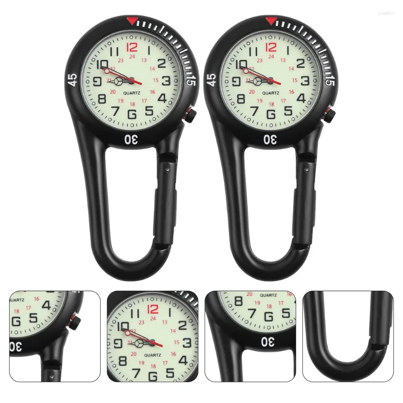 Pocket Watches 2 Pcs Safety Buckle Clip On Quartz Watch Clip-on Mini Hiking Backpack Nursing Nurses Care